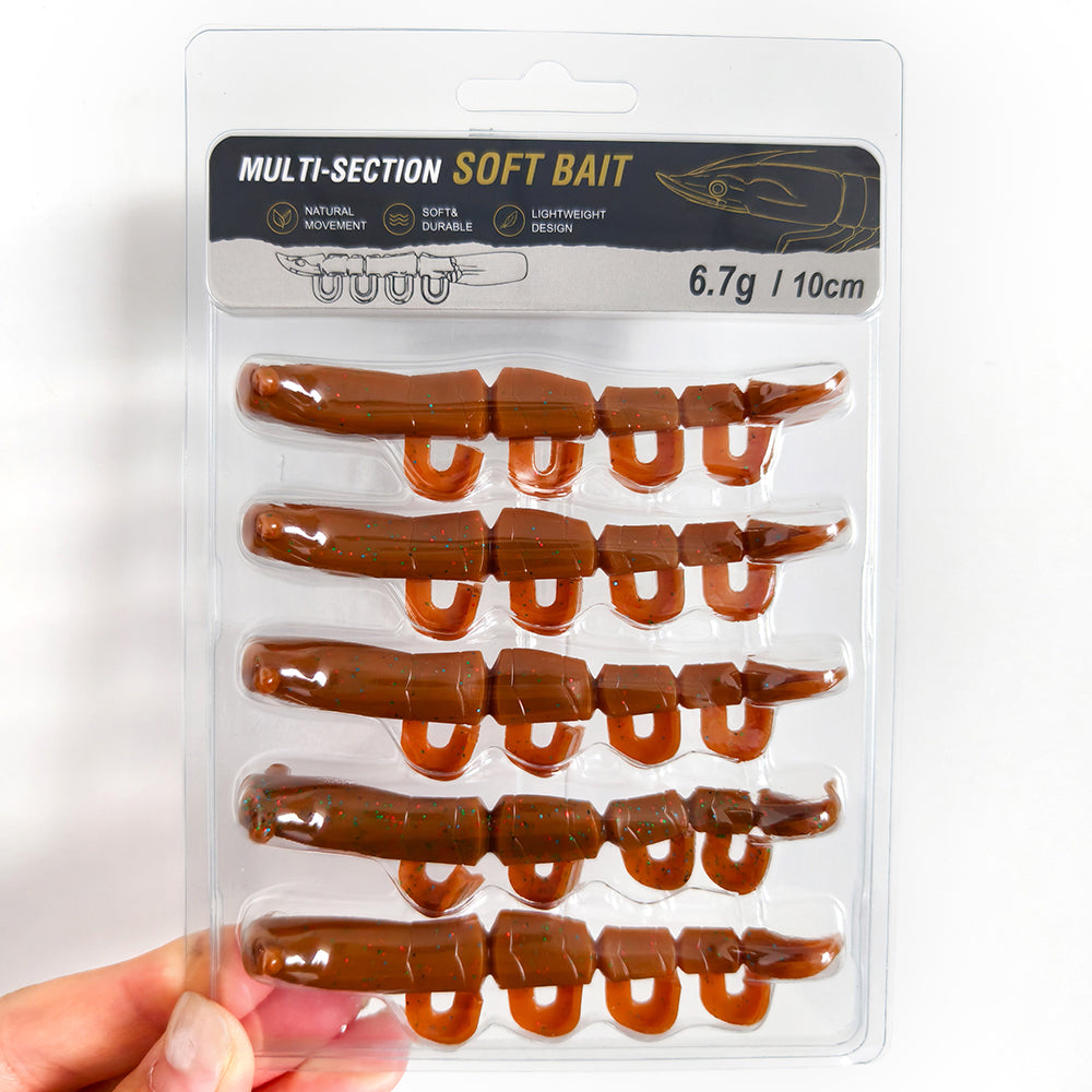 5/6PCS Soft Worm Shrimp Fishing Lure 70mm/100mm Artificial Baits Bass Silicone Fishing Lure