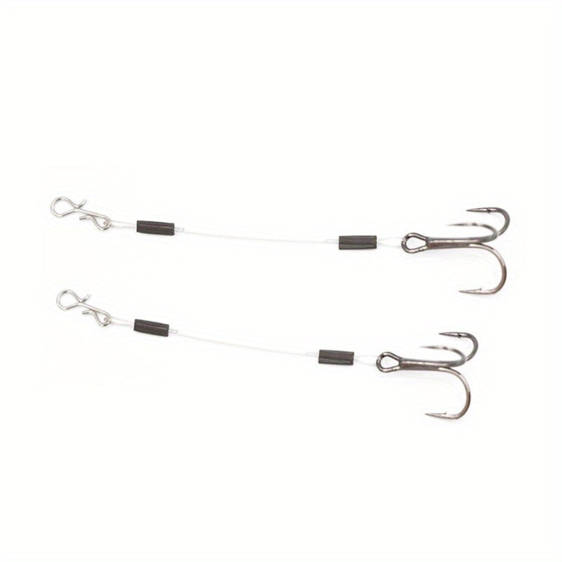 3pcs Mustad STINGER RIG with Quick Change Hooks - High-Strength Wire Leader for Pike, Bass, and Predatory Fish