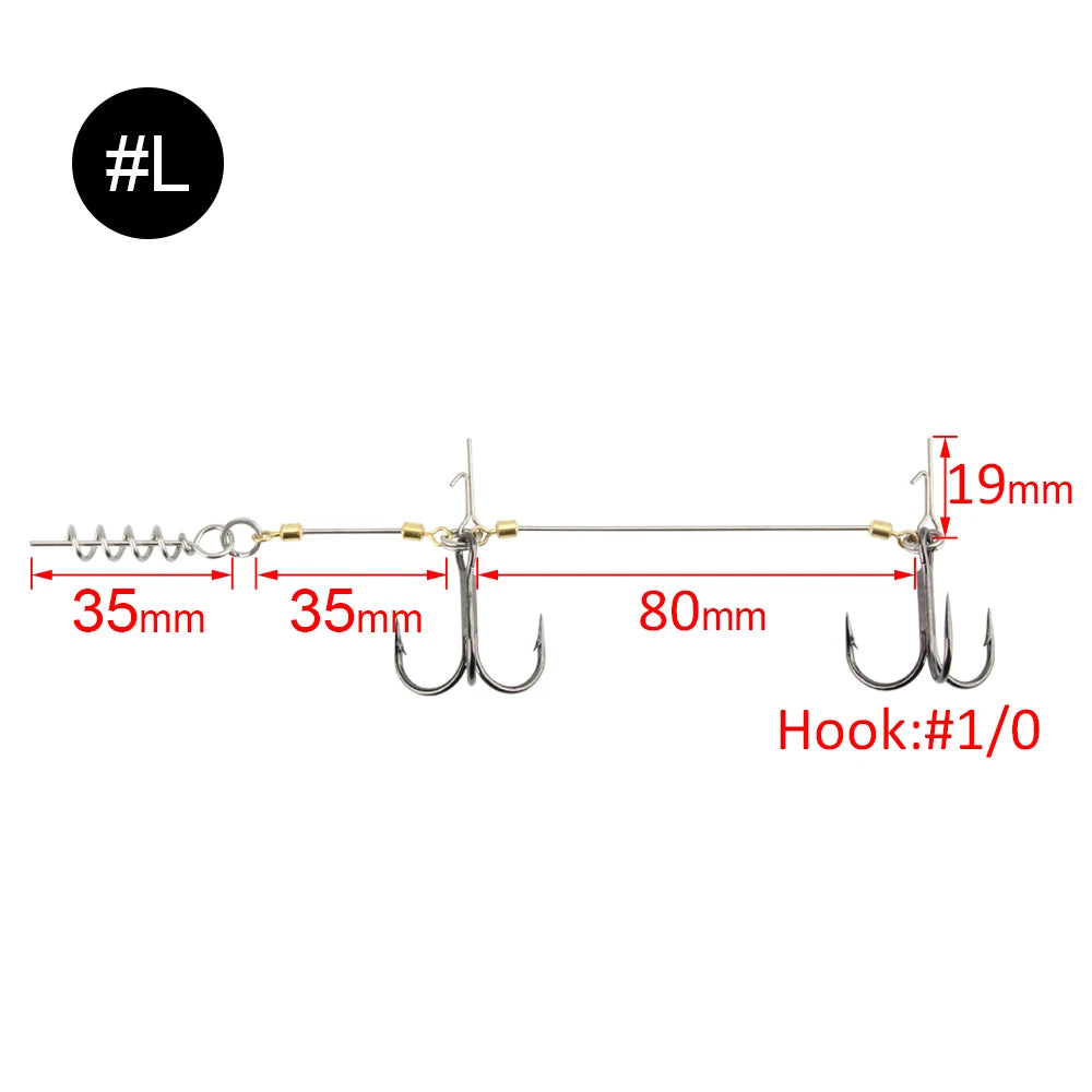 D01 Stinger Fishing Rig Hook for Big Shad Swimbait Center Pin Screw Pike Bass Trout Perch Bait