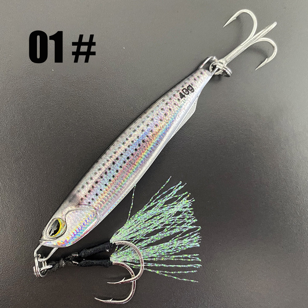 LUREGO 40g/1.41oz Artificial Metal Fishing Lure, Bionic Sinking Pencil Jigbait With 2 Treble Hooks For Saltwater Fishing