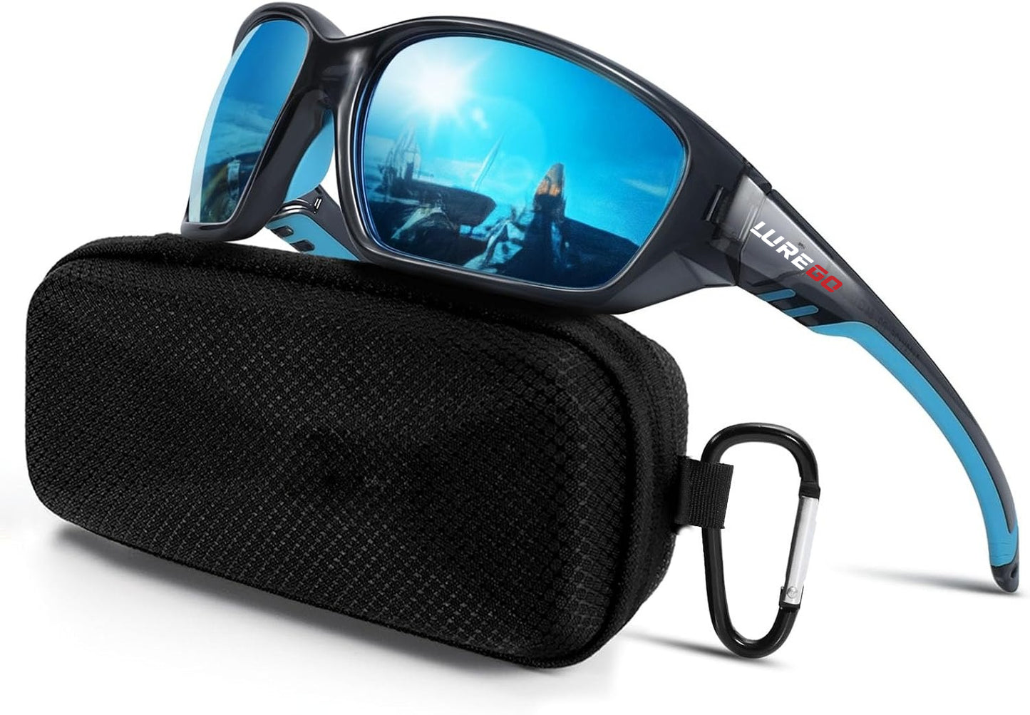 LUREGO Sunglasses for Men: Womens UV400 Protection Sun Glasses Wrap Around Goggles for Fishing Driving