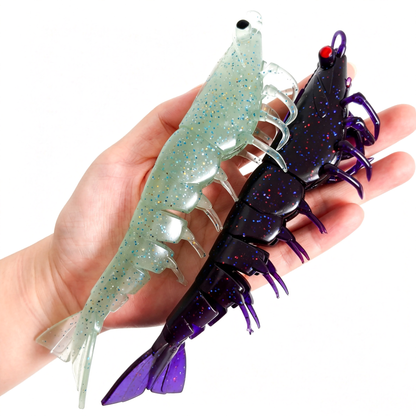 18cm/38g /Realistic Soft Artificial Shrimp Fishing Lures, Silicone Prawn Baits for Saltwater Sea Fishing