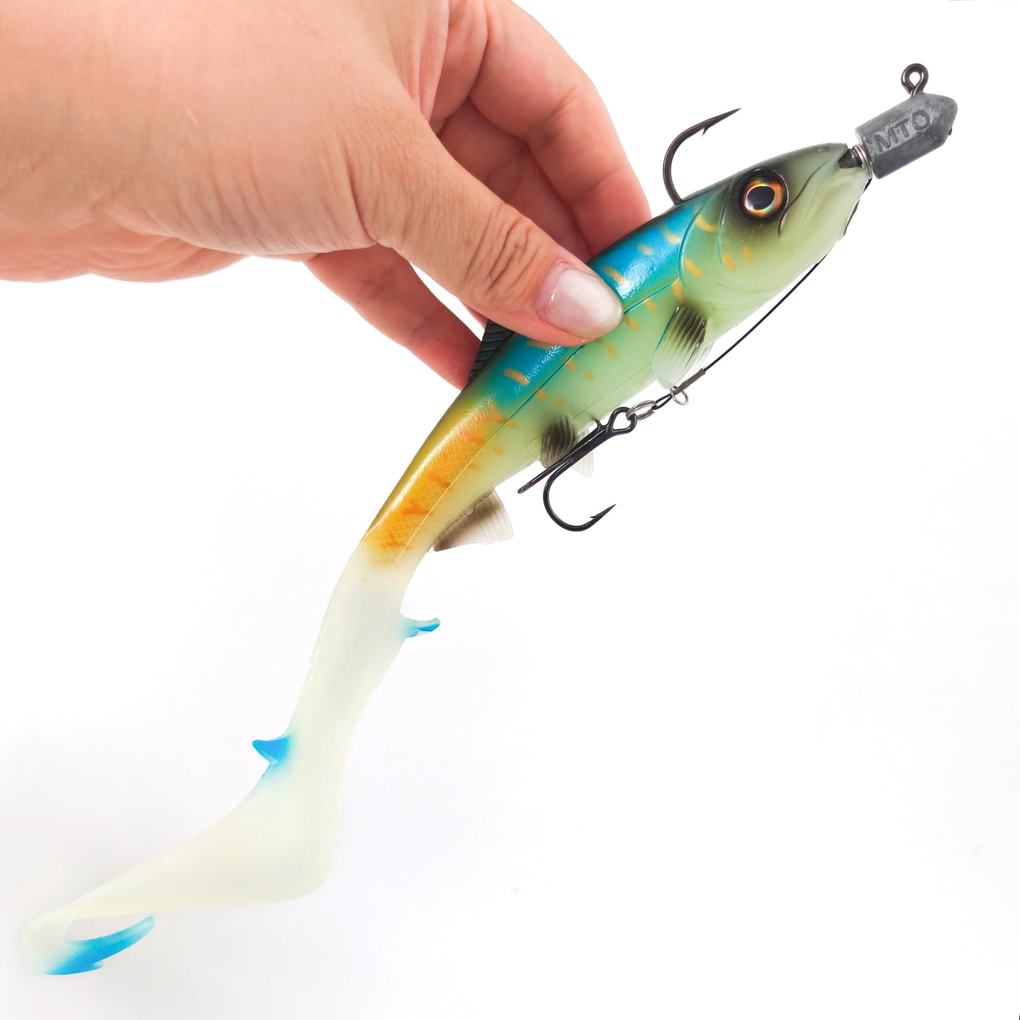 LUREGO 2pcs Strike Point Stinger Rig for Pike Fishing, Wide Bend T Belly Assist Hooks #4 #2 #1 #1/0, Soft Rubber Softbait Lure Fishing Accessorie