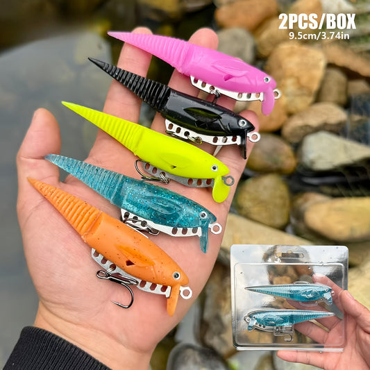 2PCS Adjustable-wing Lure | Lifelike swimming action with a thick needle tail design 9.5 cm