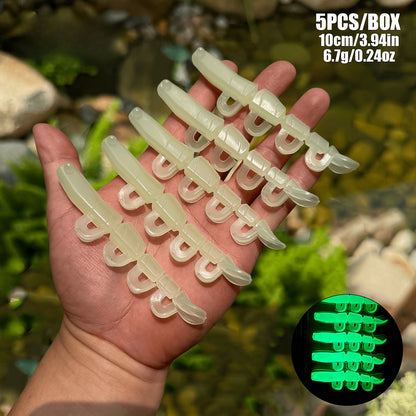 5/6PCS Soft Worm Shrimp Fishing Lure 70mm/100mm Artificial Baits Bass Silicone Fishing Lure