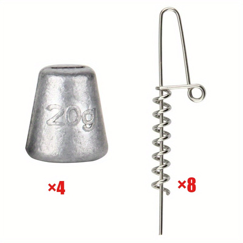 Soft Bait Lock Pin Weight Kit | Spring Lock Pins + Lead Weights Combo | Saltwater Lure Rig Anti-Lost Hook System