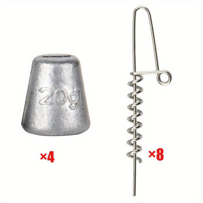 Soft Bait Lock Pin Weight Kit | Spring Lock Pins + Lead Weights Combo | Saltwater Lure Rig Anti-Lost Hook System