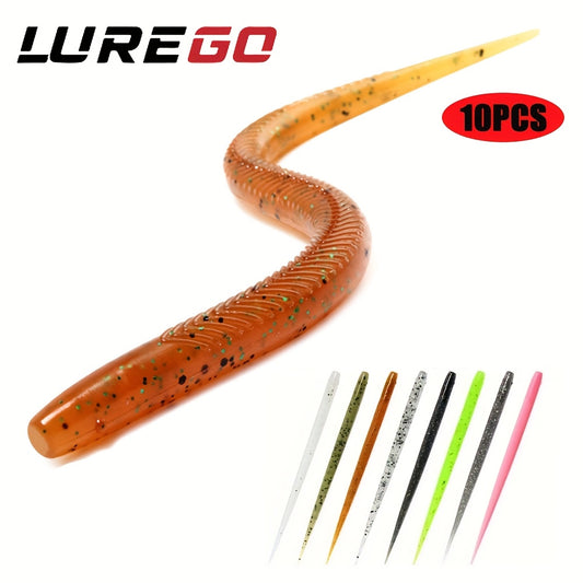 10pcs Pin Tail Soft Worm Lure 5.51inch - Realistic Loach PVC Bait with Slow Sinking Wobbler Action