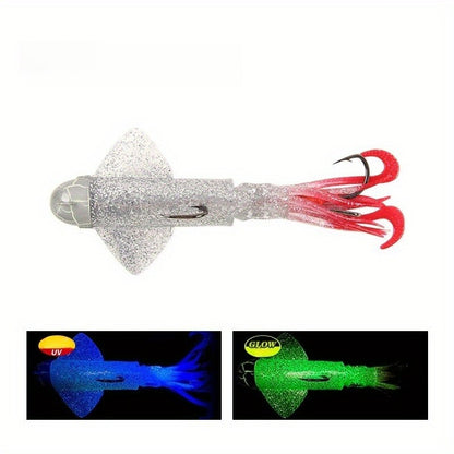 Big Eye Squid Fishing Lure - Glow- UV Lure with Anti-Loose Design, Durable Metal Hooks