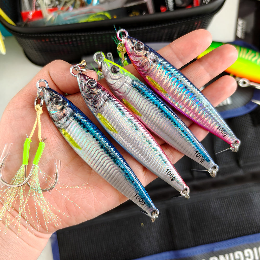 3D Printed Fast Sinking Metal Jig Lure - 20g-100g Saltwater Shore Casting Fishing Lure