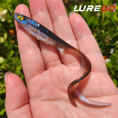 20pcs 9.5cm Fireflow Soft Bait Fishing Lure Long Curl Tail With 3D Eyes