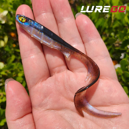 20pcs 9.5cm Fireflow Soft Bait Fishing Lure Long Curl Tail With 3D Eyes