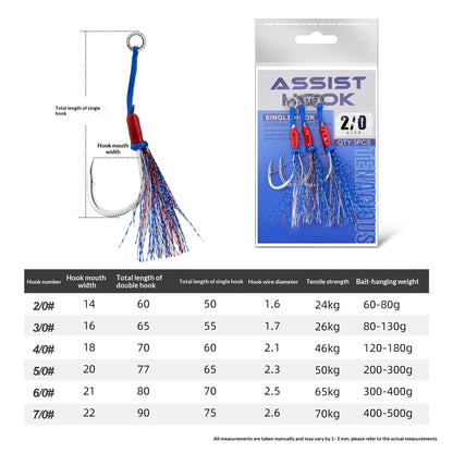 LUREGO Swivel Assist Hooks 2/0-7/0, 16-Strand PE Braid for Metal Jigging
