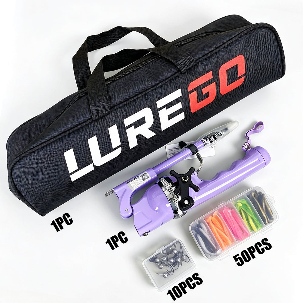 Portable Foldable All-In-One Sub Rod Full Kit Lightweight Travel Sea Saltwater Fishing Tackle Set