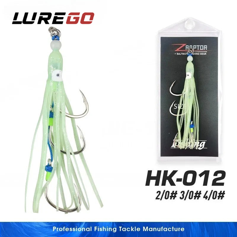 2PCS Sea Fishing Luminous Squid Hooks, Realistic Octopus Three-Hook Boat Fishing for Mackerel And Ribbonfish Hooks
