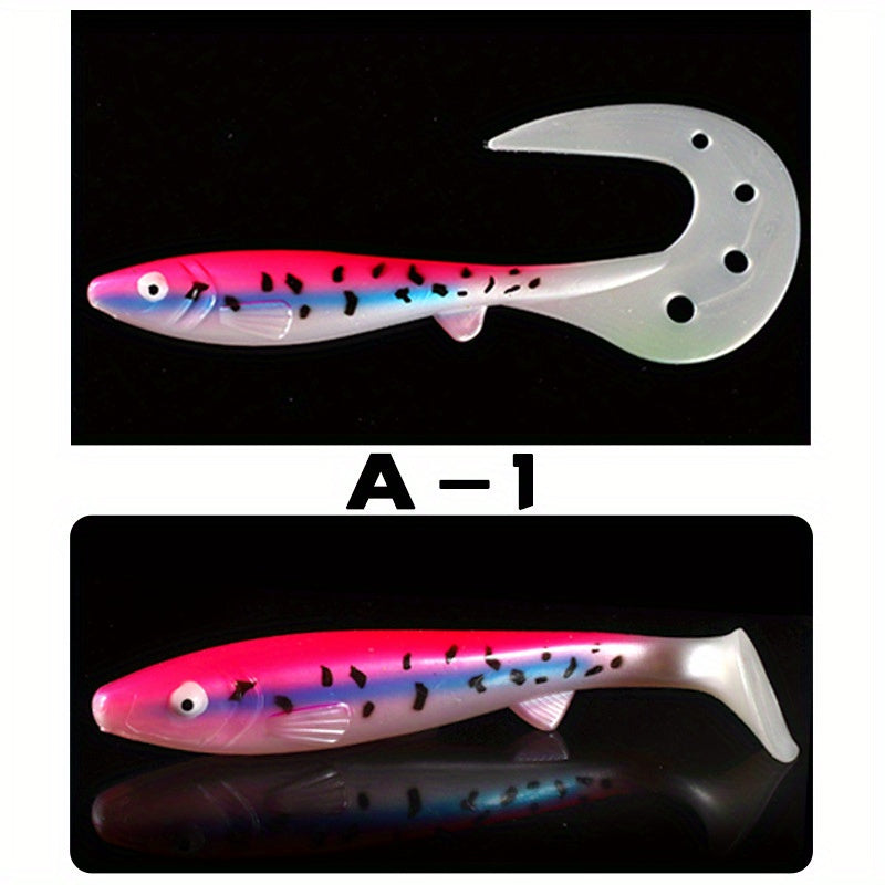 Giant 7.48inch/6.5inch T-Tail Curled Tail Grub Soft Fishing Lure - Saltwater Freshwater Bass Grouper Bait
