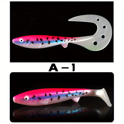 Giant 7.48inch/6.5inch T-Tail Curled Tail Grub Soft Fishing Lure - Saltwater Freshwater Bass Grouper Bait