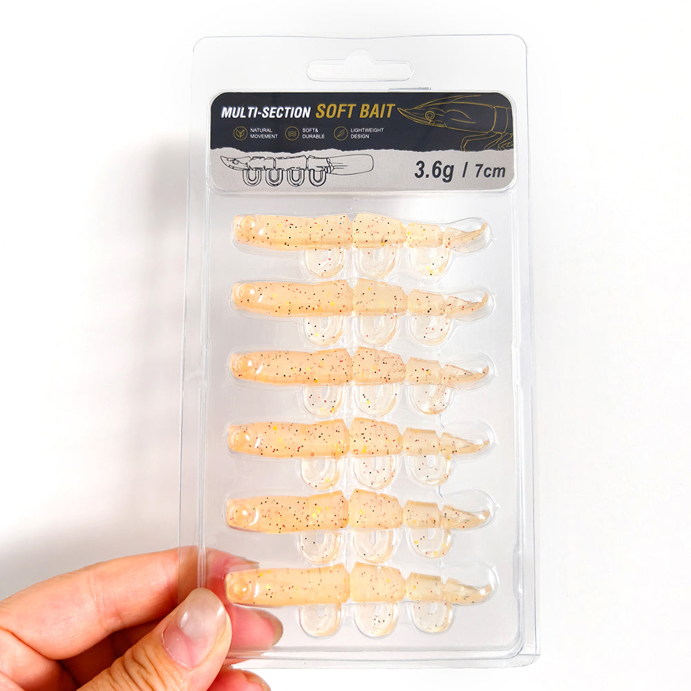 5/6PCS Soft Worm Shrimp Fishing Lure 70mm/100mm Artificial Baits Bass Silicone Fishing Lure