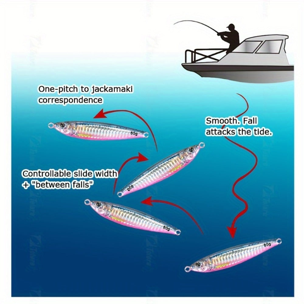3D Printed Fast Sinking Metal Jig Lure - 20g-100g Saltwater Shore Casting Fishing Lure