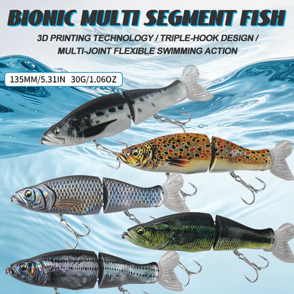 13.5cm/30g Two Jointed Slow Sinking Pencil Lure, Multi-Jointed Bionic Hard Bait for Bass Saltwater Fishing