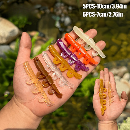 5/6PCS Soft Worm Shrimp Fishing Lure 70mm/100mm Artificial Baits Bass Silicone Fishing Lure