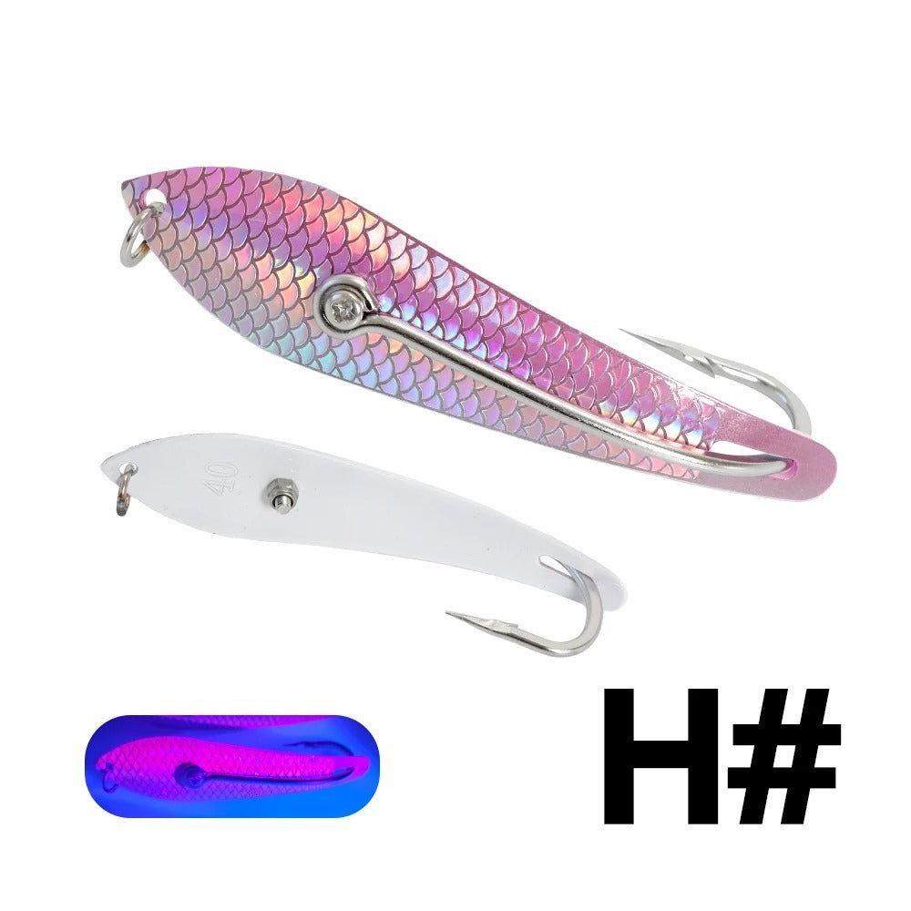 Metal Spoon Lure 3.03-4.53 Inches, 3D Scale Pattern Metal Spoon, Saltwater Artificial Bait