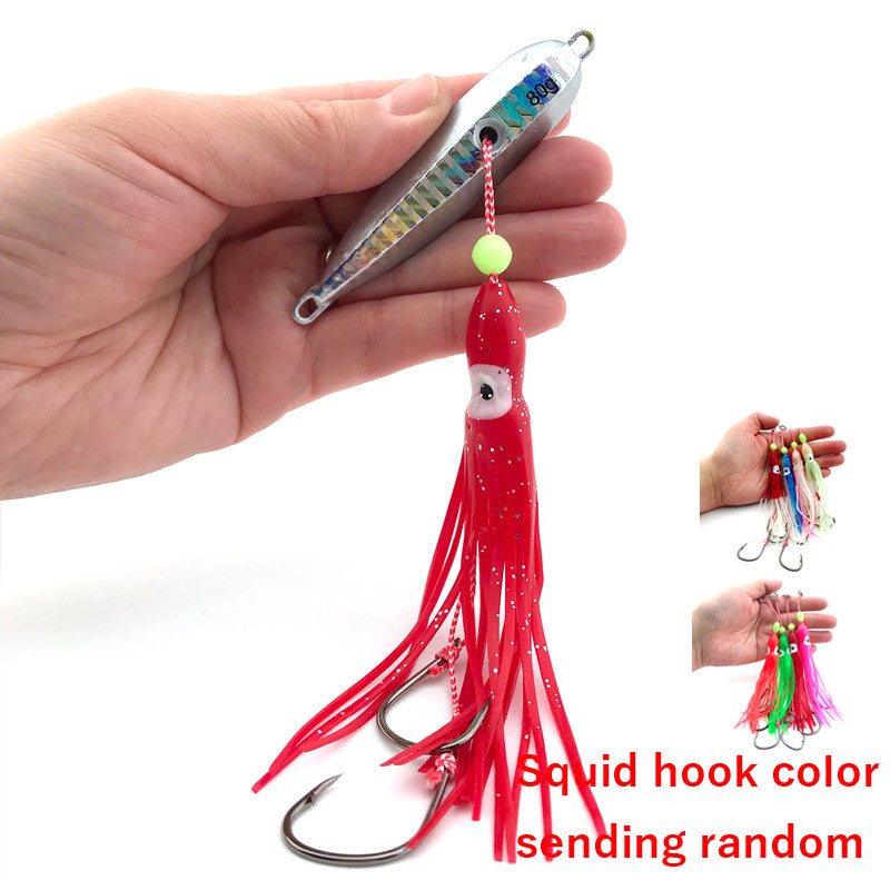 Jig Fishing Lure Weights 120g Jigging Metal Sinking Saltwater Lures Luminous Squid Hook Soft Bionic Bait Peche Pike Fish Tackle