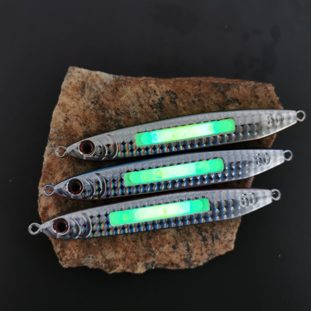 LUREGO Fishing Jig Saltwater, Slow Jigging Pitching Lures Kit, Lead Jigs, Vertical Jigging Artificial Lures With Luminous Stick