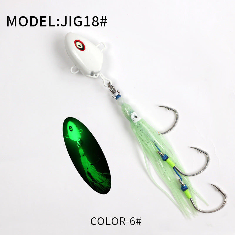 1pc Premium Slow Sinking Jig Lure - Heavy-Duty Metal Head, Realistic Fake Bait Design, Triple Hooks - Perfect for Sea Fishing Enthusiasts