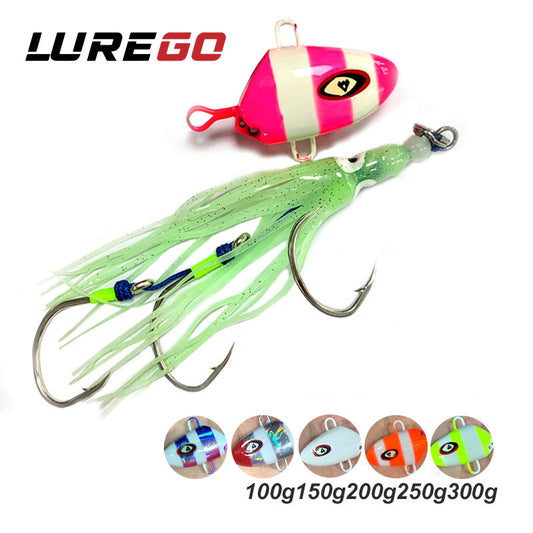 1pc Premium Slow Sinking Jig Lure - Heavy-Duty Metal Head, Realistic Fake Bait Design, Triple Hooks - Perfect for Sea Fishing Enthusiasts