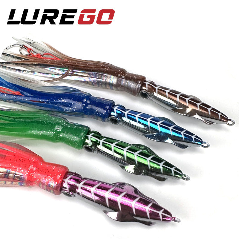 LUREGO Squid Skirt Lure Slow Jigging Octopus Shape Trolling Bait Lure Saltwater Deep Sea Fishing Octopus Jig