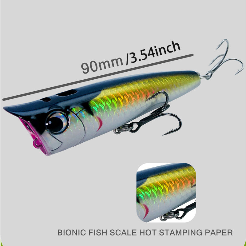 LUREGO 1PCS Surface Popper Fishing Lures 90mm 15g Topwater Artificial Bait Fishing Lures for Sea Bass Tackle