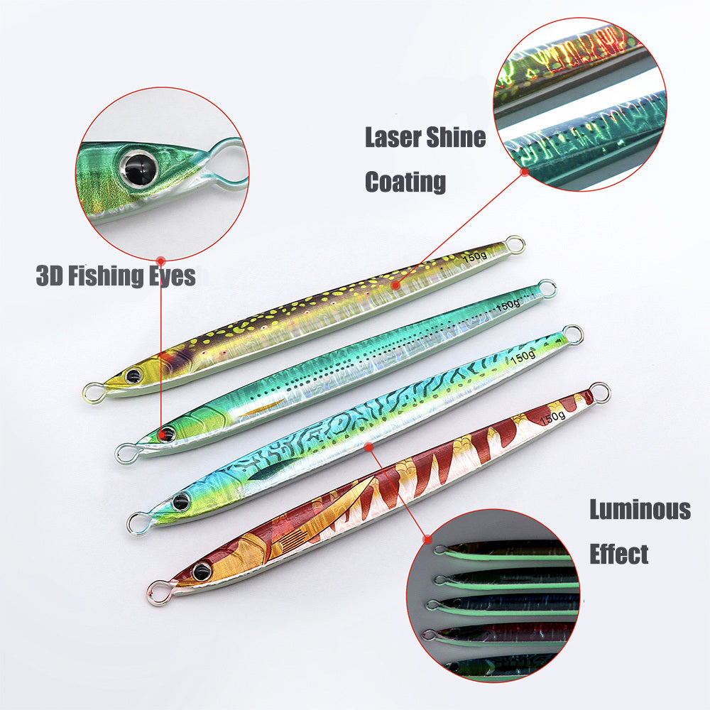 1pc 5.29oz/6.35oz Metal Artificial Lure, Simulation Fishing Lure, Luminous Jigging Bait, Fast Sinking For Bait Sea Fishing, Iron Plate Fishing Lure