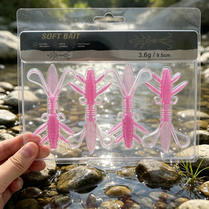 4PCS Soft Plastic Insect Lure, PVC Creature Bait with Segmented Body & Thin Forked Tail, Bass Trout Fishing Soft Lure