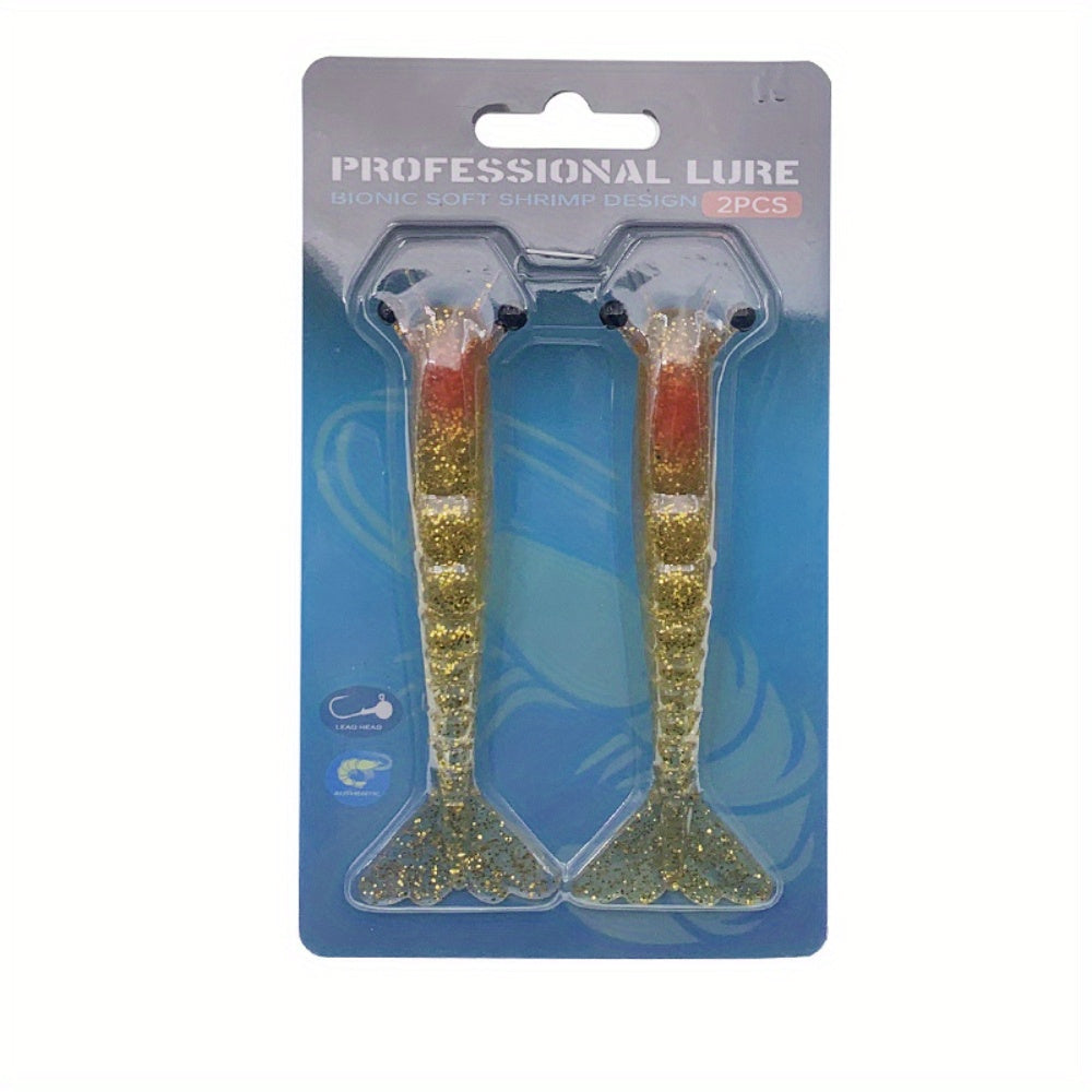 2pcs Ironclad Giant Shrimp Soft Bait - Sinking Lure with Anti-Bite Cutting Design, PVC Material, Perfect for Freshwater and Saltwater Fishing