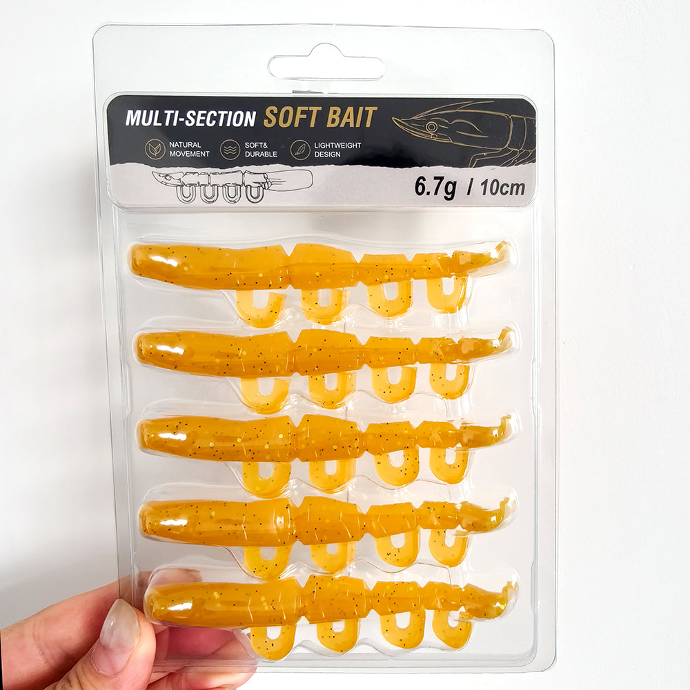 5/6PCS Soft Worm Shrimp Fishing Lure 70mm/100mm Artificial Baits Bass Silicone Fishing Lure
