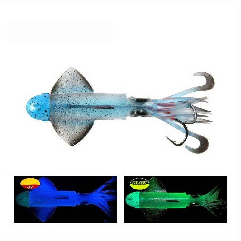 Big Eye Squid Fishing Lure - Glow- UV Lure with Anti-Loose Design, Durable Metal Hooks
