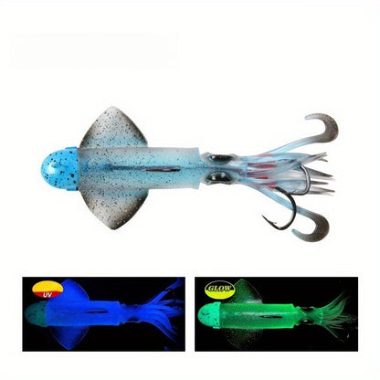 Big Eye Squid Fishing Lure - Glow- UV Lure with Anti-Loose Design, Durable Metal Hooks