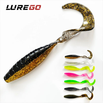 2PCS  High Elastic PVC Simulation Roll Tail Soft Bait Lure Fishing
