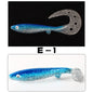 Giant 7.48inch/6.5inch T-Tail Curled Tail Grub Soft Fishing Lure - Saltwater Freshwater Bass Grouper Bait