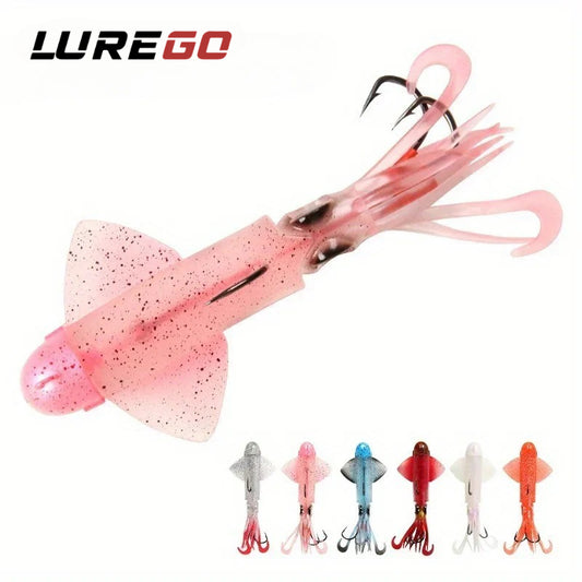 Big Eye Squid Fishing Lure - Glow-in-the-Dark UV Lure with Anti-Loose Design, Durable Metal Hooks & Soft Bait for Deep Sea Night Fishing