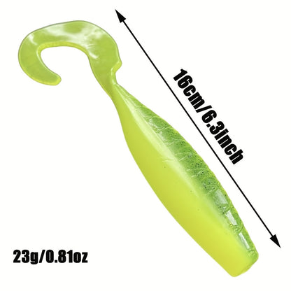 2PCS  High Elastic PVC Simulation Roll Tail Soft Bait Lure Fishing
