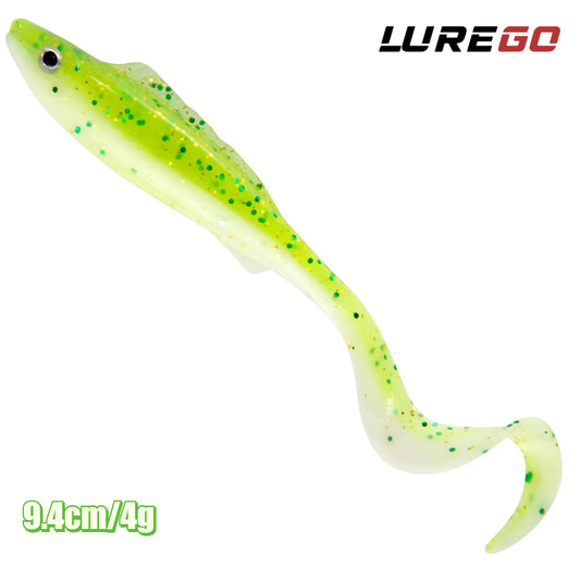 5PCS  3D Curl Grub Soft Lure | 9.4cm 4.1g Bionic Design with Two-Tone Eyes