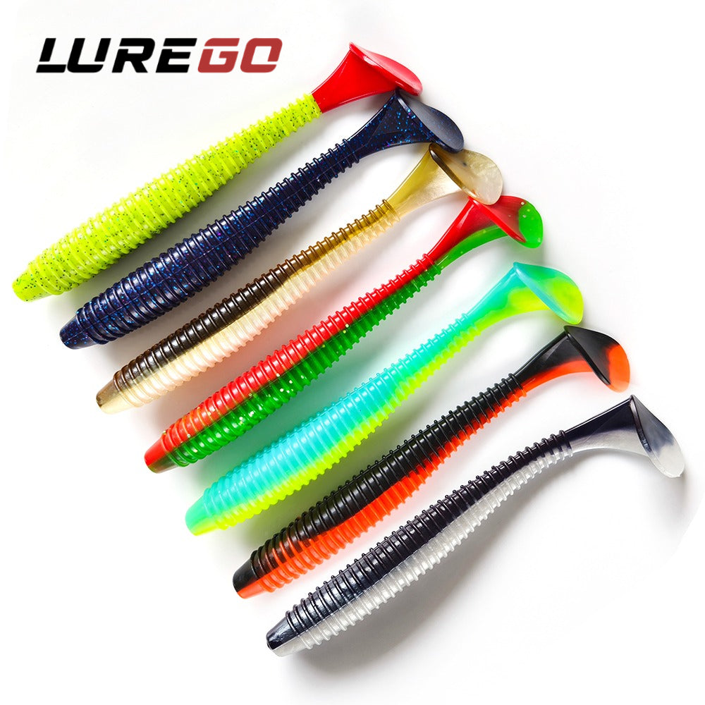 3PCS  16cm/20cm Large Ribbed T-Tail Soft Lure, Realistic Fishing Bait, Slow-Sink Design, Suitable for All Water Layers