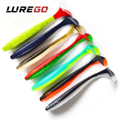 3PCS  16cm/20cm Large Ribbed T-Tail Soft Lure, Realistic Fishing Bait, Slow-Sink Design, Suitable for All Water Layers