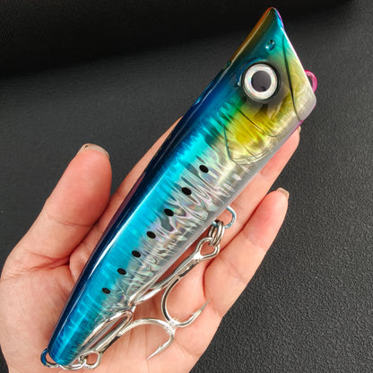 Long Cast 96g Heavy-Duty Popper Lure – 15cm Giant Topwater Plug, Realistic Saltwater Fishing Lure for Bass & Big Game