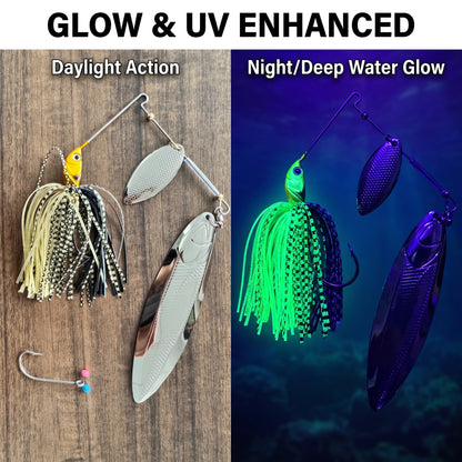 LUREGO Heavy-Duty Weedless Dual Willow Spinnerbait – 1.75 oz & 3 oz Long-Cast
