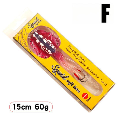 60g Soft Squid Bait Fishing Trolling Lure Octopus Head Jigs Luminous UV Squid Jig