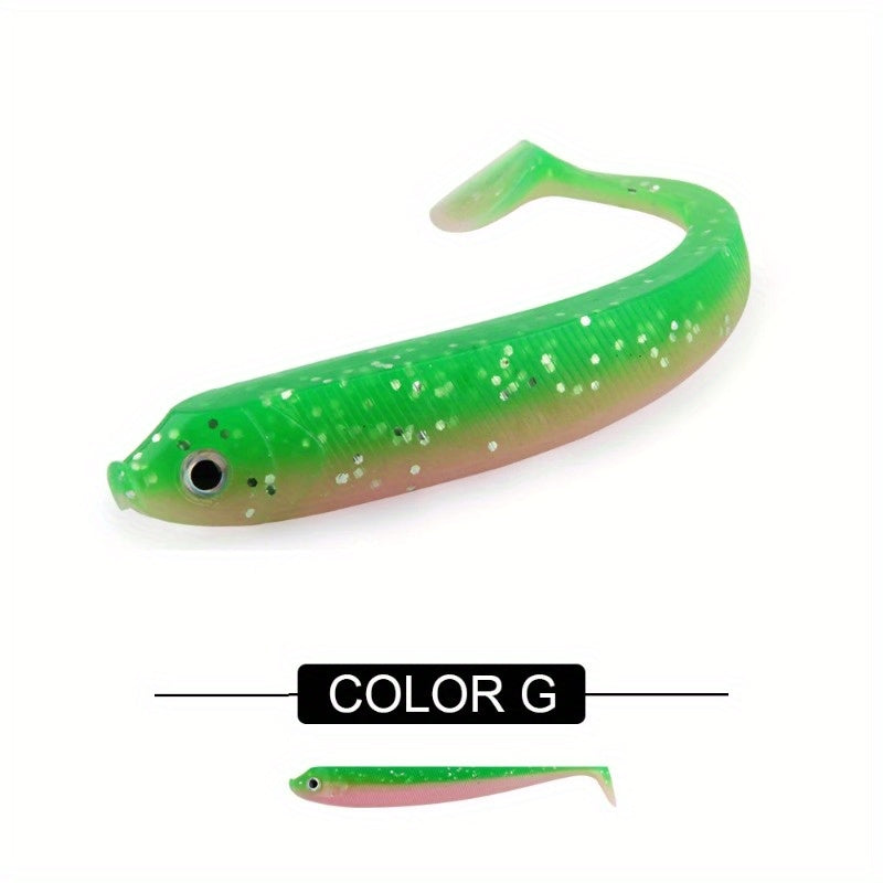 8PCS/5PCS/3pcs  Dual-Color T-Tail Soft Fishing Lures - Realistic Painted 7.5cm/9.5cm/12.5cmSwimbait with Multi-Color Options