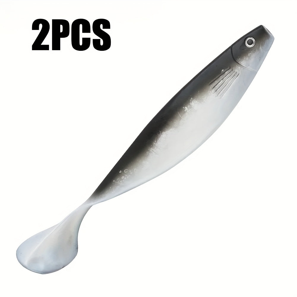 2pcs  Heavy-Weight T-Tail Swimbait - Mermaid Design Sinking Fishing Lure for Deep Sea, 70g